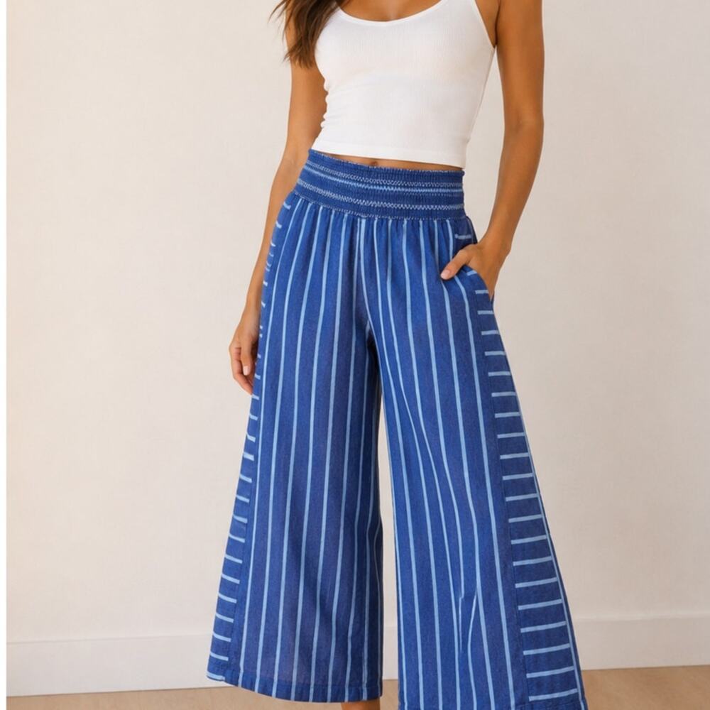 Sincerely Jules Stripe Wide Leg Pants • Beachy Resort Style XS